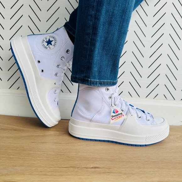 ❤️❤️Converse Chuck Taylor All Star Construct Sz 7 Women Shoes White Blue A06773C - Picture 2 of 13